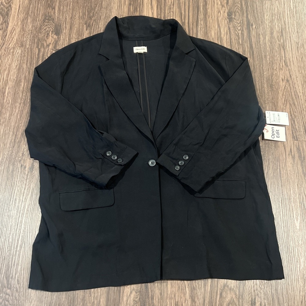 Open Edit Relaxed Blazer Size 3X Color Black